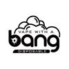 Dark graphic logo with the text “Vape With A …” and “DISPOSABLE” on a stylized head silhouette