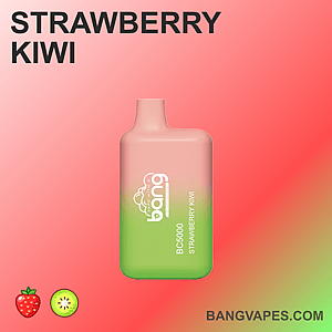 Strawberry Kiwi flavored vape device with a gradient design from pink to green and the brand "Bang" labeled on it.