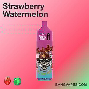 Introducing the Bang Tornado 12,000 puffs device featuring a luscious blend of strawberry and watermelon. Its sleek design ensures a stylish vaping experience. Get yours now at bangvapes.com.