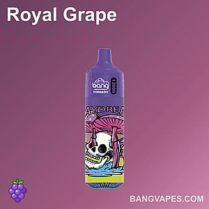 "Explore the luxurious taste of the Bang Tornado 12000 e-cigarette, delivering up to 12k puffs of royal grape flavour. Ideal for electronic cigarette enthusiasts seeking a rich vaping experience."
