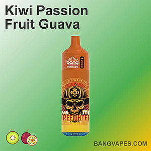 Bang Tornado 12000 offers an exotic taste with its Kiwi Passion Fruit Guava flavor, promising up to 12,000 puffs for vaping enthusiasts.