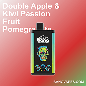 Double Apple & Kiwi Passion Fruit Pomegranate vape device with skull design and bangvapes.com branding.