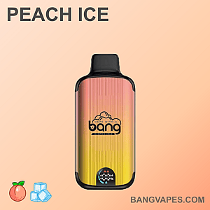 Dispositivo per svapare monouso Peach Ice con design sfumato e marchio Bang Vapes.