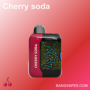 Cherry soda vape device with a black and red design, featuring a glowing circuit-like pattern and the text "BANGVAPES.COM" at the bottom.