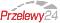 « Logo Przelewy24 avec un design rouge et gris comportant un arc partiel au-dessus du texte. »