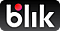 Logo BLIK avec un point rouge au dessus de la lettre "i" sur fond noir.