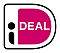 « Logo de paiement iDEAL avec une lettre « D » stylisée en noir et rose »