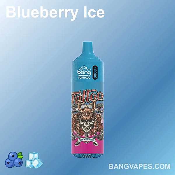 "Feast your eyes on Bang Tornado's 12k puffs Blueberry Ice flavor. This e-cigarette is designed for vape enthusiasts who crave a long-lasting, flavorful experience."
