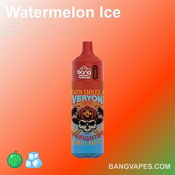 The Bang Tornado 12000 offers a refreshing Watermelon Ice flavor with up to 12k puffs, designed for a satisfying vaping experience.