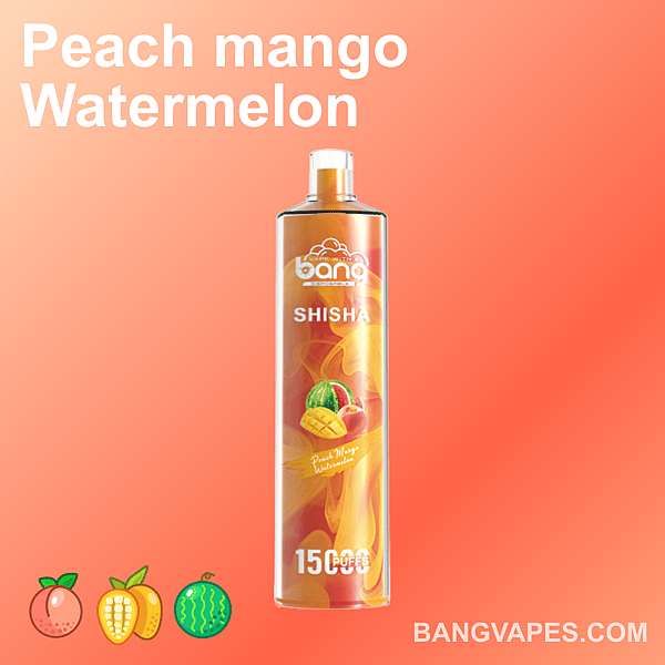 Vaporizzatore pesca, mango e anguria con 15.000 boccate di Bang Vapes.