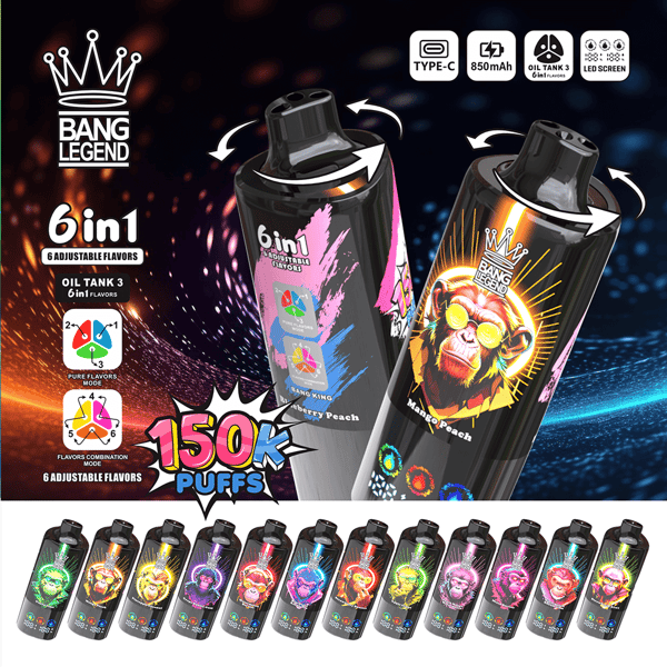 longest vape flavor name Bang Legend 150K Disposable | 3 Oil Chambers Smart Screen | 12 Premium Flavors Select Colour:Moss Green Product Name_Vape Cartridge Pax Mini Herbal Vaporiser