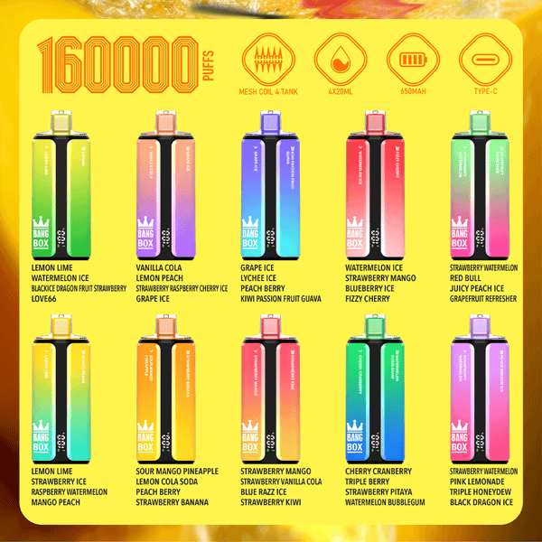 box vape disposable Bang 160K | 4-in-1 Flavor Chamber | Up to 160,000 Puffs Crossbar X 20K Vape Adjustable Sweetness Vape Choose Flavor:Nola Series - Strawberry
