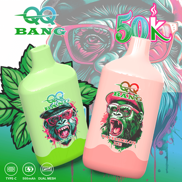 longest-lasting battery vape QQ Bang 50K Disposable – 50,000 Puffs Single Flavor Long-Lasting Rechargeable Device Select Flavor ::Peach ice Flavour-Pink Lemonade Wintergreen FOGER BIT 35K