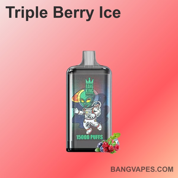 Triple Berry Ice vape device with 15,000 puffs, featuring an alien astronaut graphic and berry mint accents.