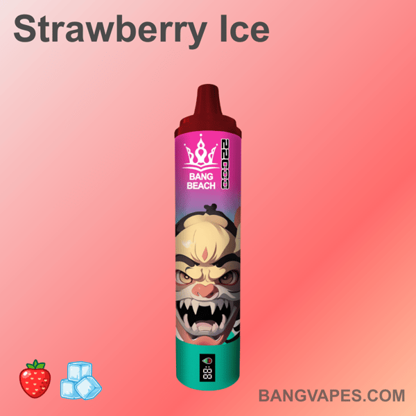 Jednorazowy waporyzator Bang Beach o smaku Strawberry Ice w żywym opakowaniu z wyrazistym charakterem.