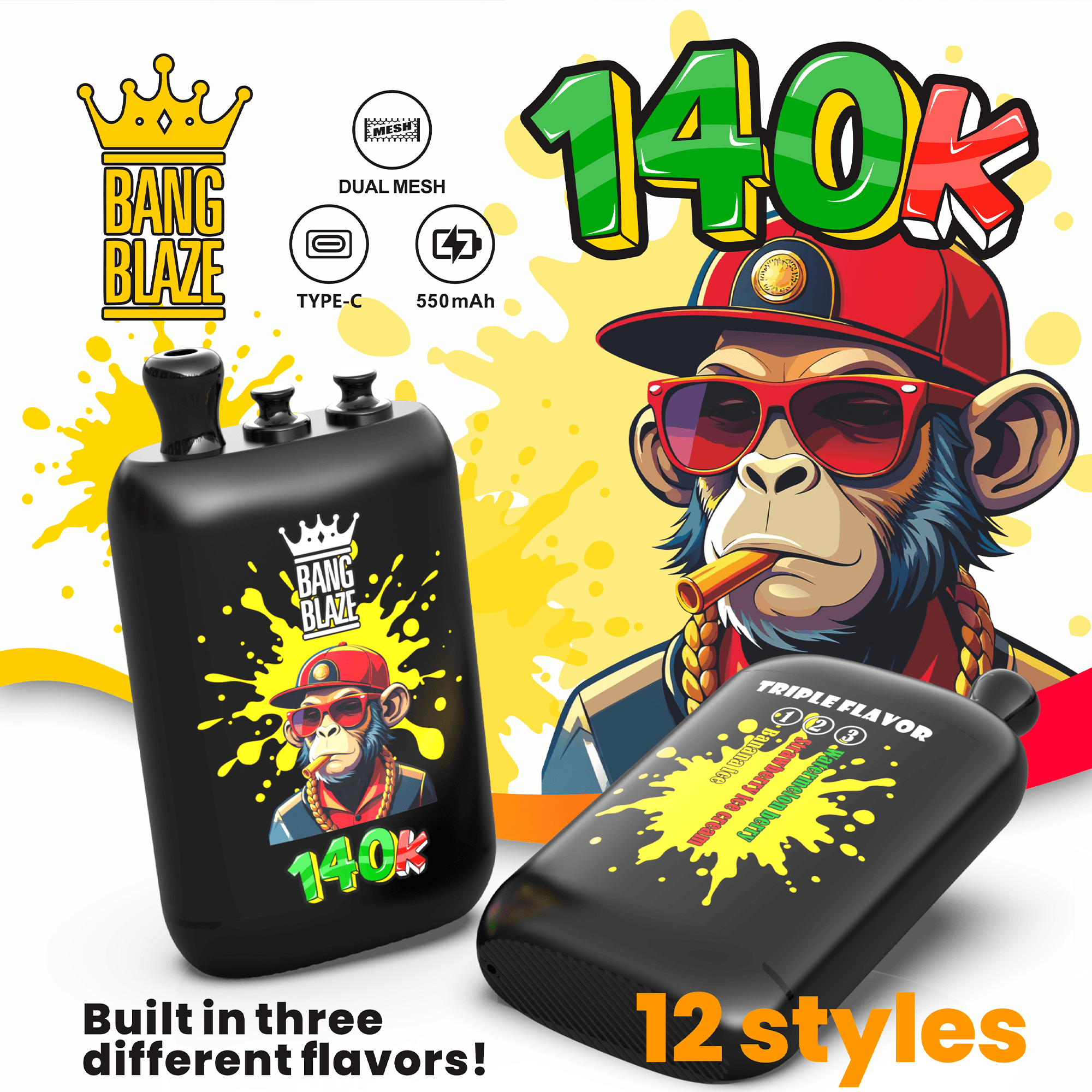 Bang Blaze 140K Disposable Vape with 3-in-1 Flavor Pod | Up to 140,000  Puffs