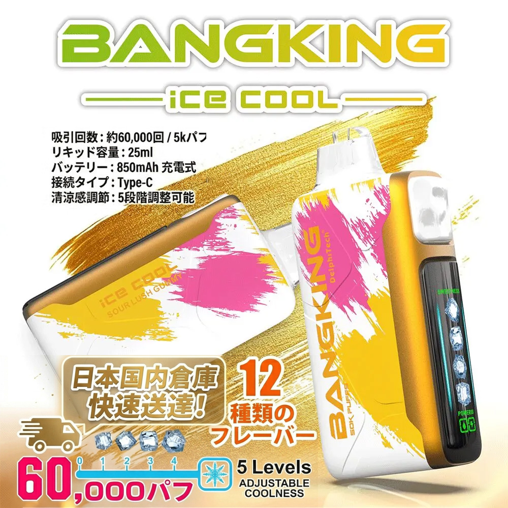 Bang King Ice Cool 60K Disposable Vape – 5 Levels Adjustable Coolness | 60,000 Puffs | Japan Warehouse Free Shipping
