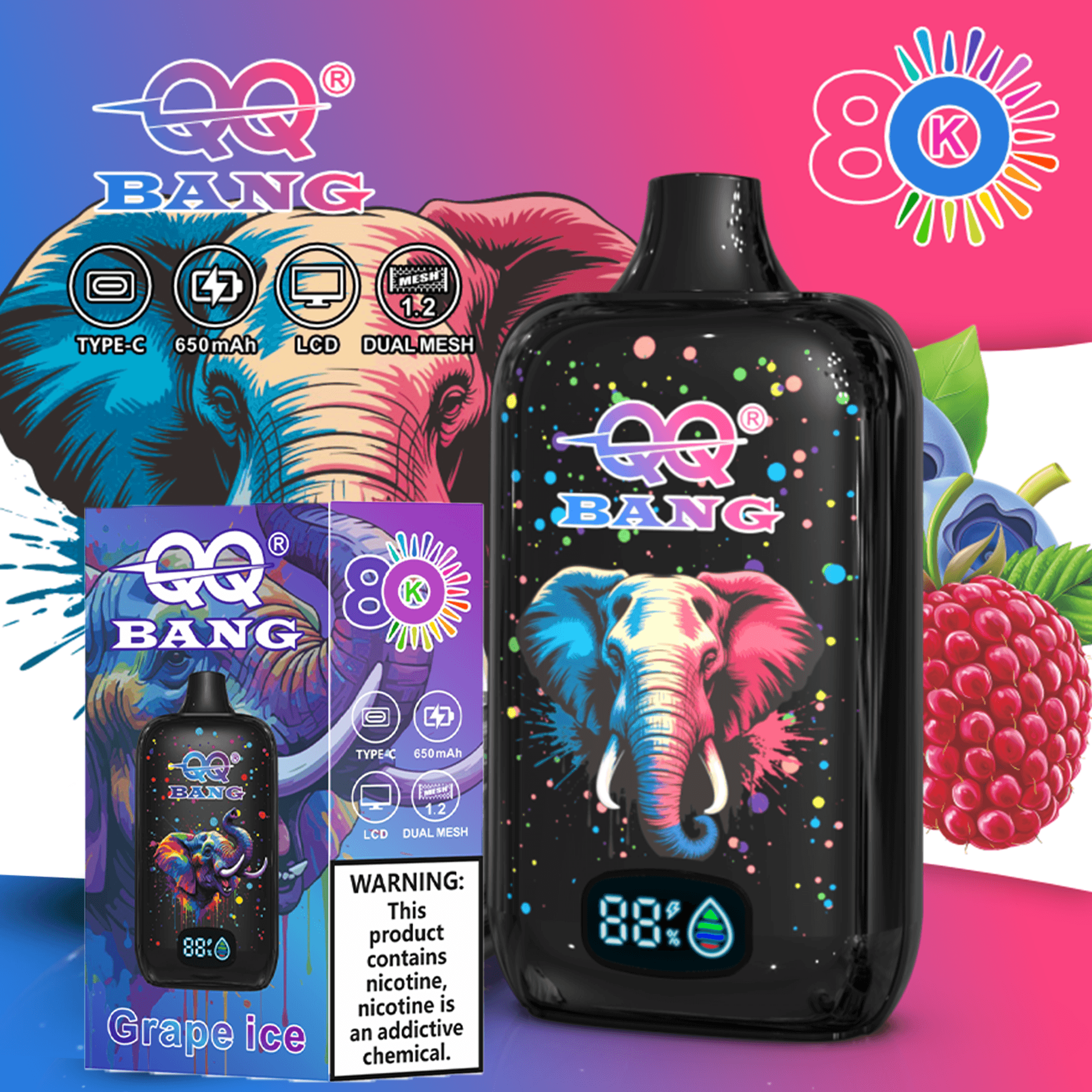 QQ Bang 80K LCD Puff Display Disposable Vape – Stylish Puff Model Design