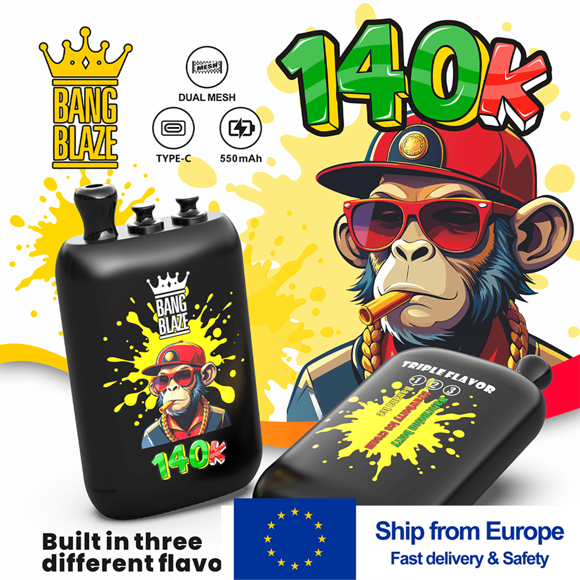 Bang Blaze 140K 3-in-1 EU Triple Flavor Vape | 140k Puffs (Free EU Shipping)