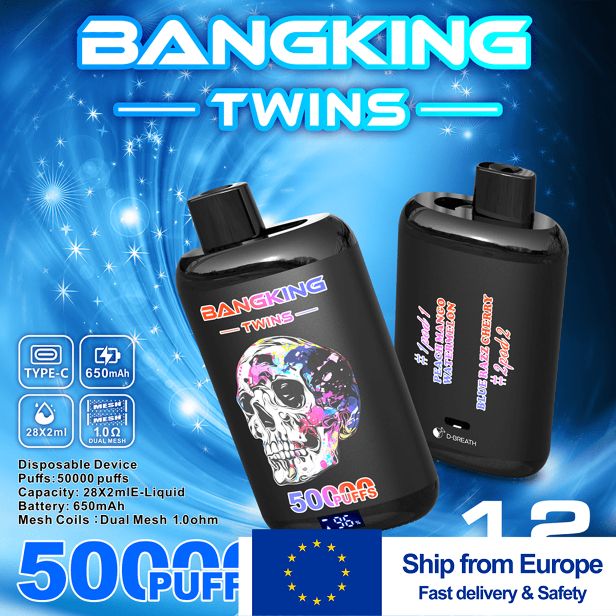 Bang King Twins 50K EU Disposable Vape – Dual Flavor & Fast EU Shipping